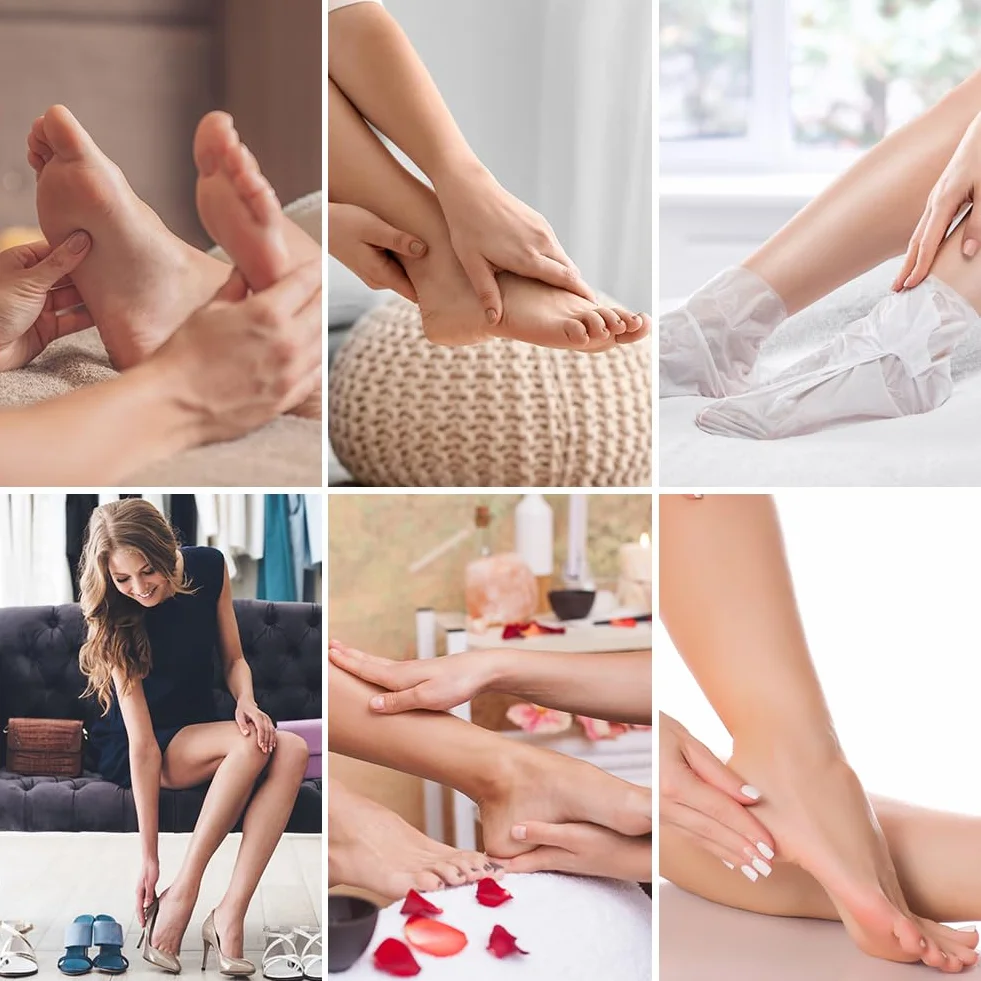 Maschera Piedi Idratante, 4 Paia Maschera Piedi ad Azione Idratante e Rigenerante, Calzini Idratanti per Riparazioni Cutanee Secche Invecchiamento Cracked Heels, per Piedi Lisci e Morbidi