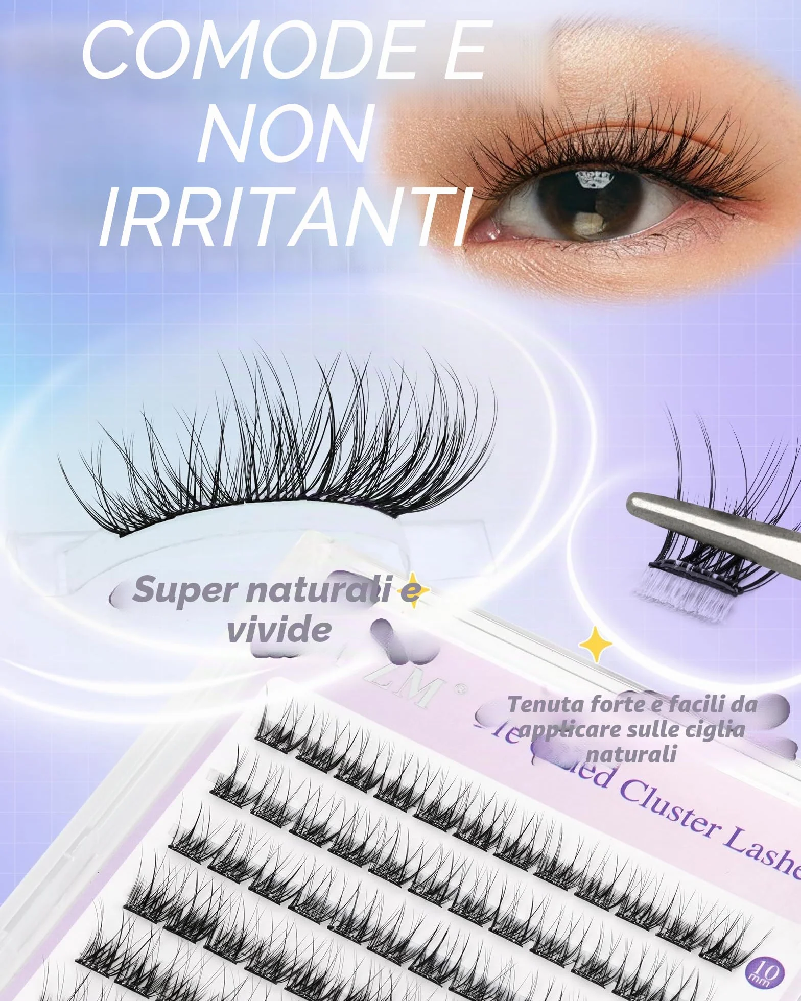 LZM Ciglia Finte Autoadesive C Curl Pre-Incollate Kit Lash Extension Con Pinzette (ZH16)