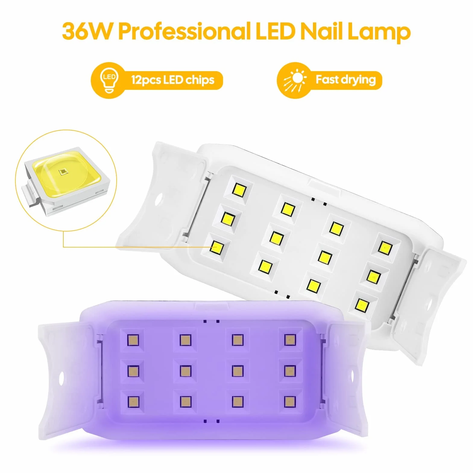 zalati Lampada per unghie da 36 W, luce UV LED, pieghevole, portatile, lampada per unghie in gel, asciugatura rapida, nail art