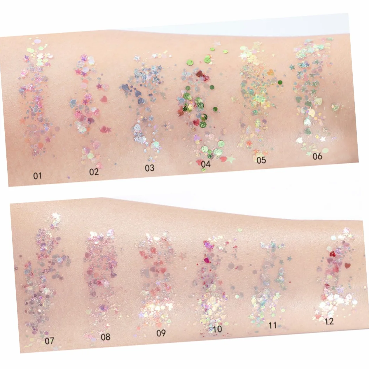 DOITOOL Set Da 3 Pezzi Per Il Trucco Con Paillettes 12 Colori Gel Per Il Corpo Con Paillettes Gel Per Il Viso Unghie Glitter Illuminante Per Feste Uso Quotidiano