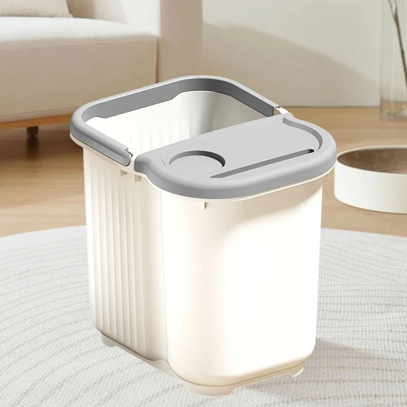 Vaschetta per Pedicure con Vaschetta Grande, Punti Massaggianti per I Piedi, in Materiale PP con Manico Antiscivolo, Adatta per Uso Domestico Fa, Bianco Grigio, L