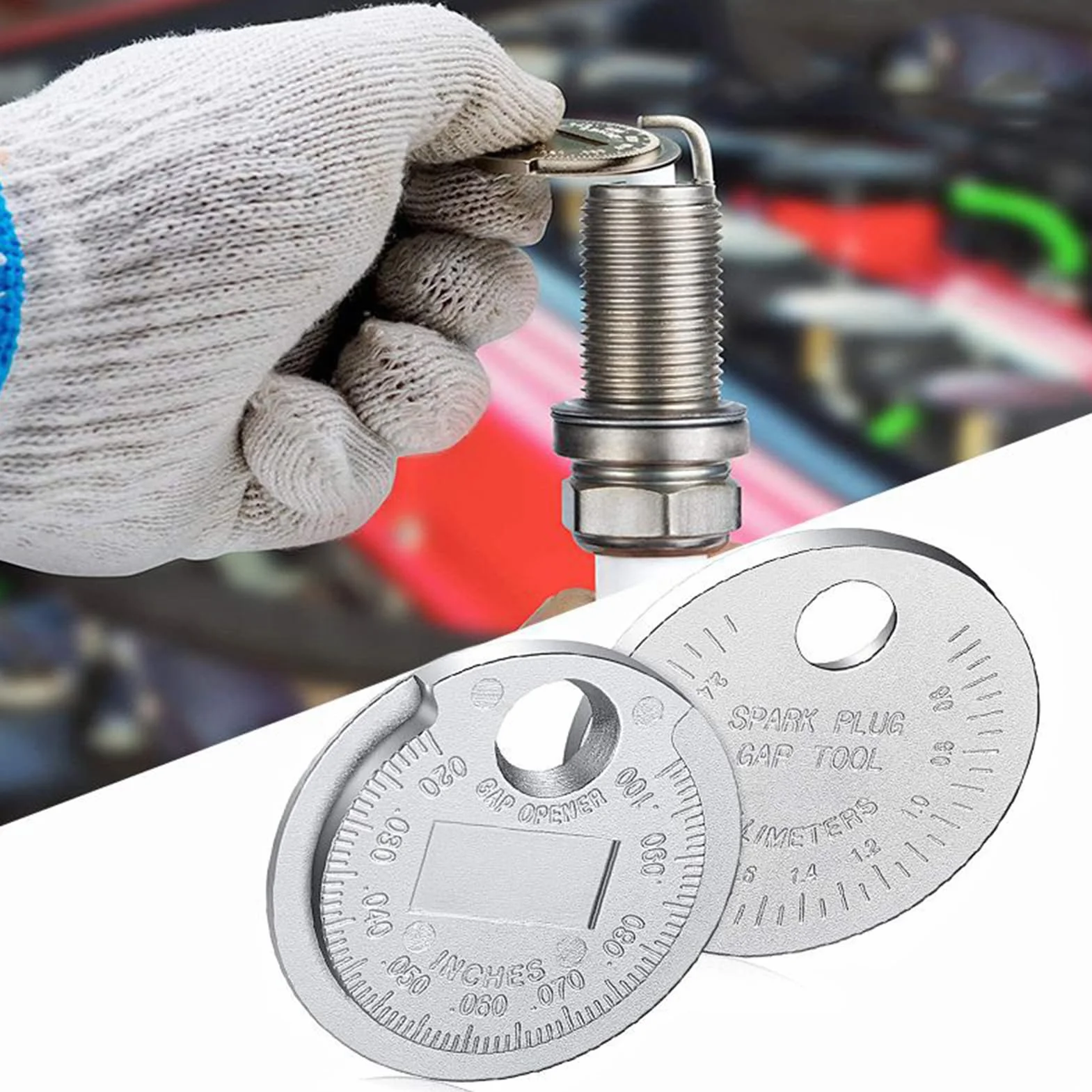 Strumento per Regolare Distanza Candele 0.6-2.4 mm Metallo a Forma di Moneta per Auto Moto Camion