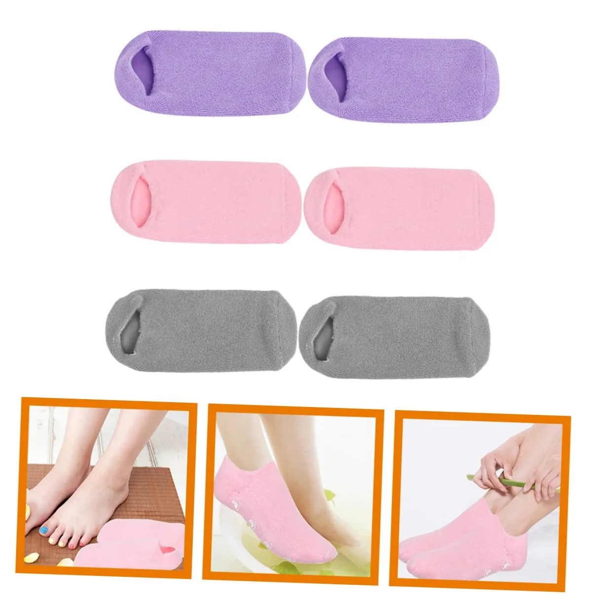 3paia Socks Idrogel Con Gel Idratante Di Calzini Antiscivolo Per Donna e Ragazza Comfort Per Piedi Secchi e Screpolati Per Spa e Notte