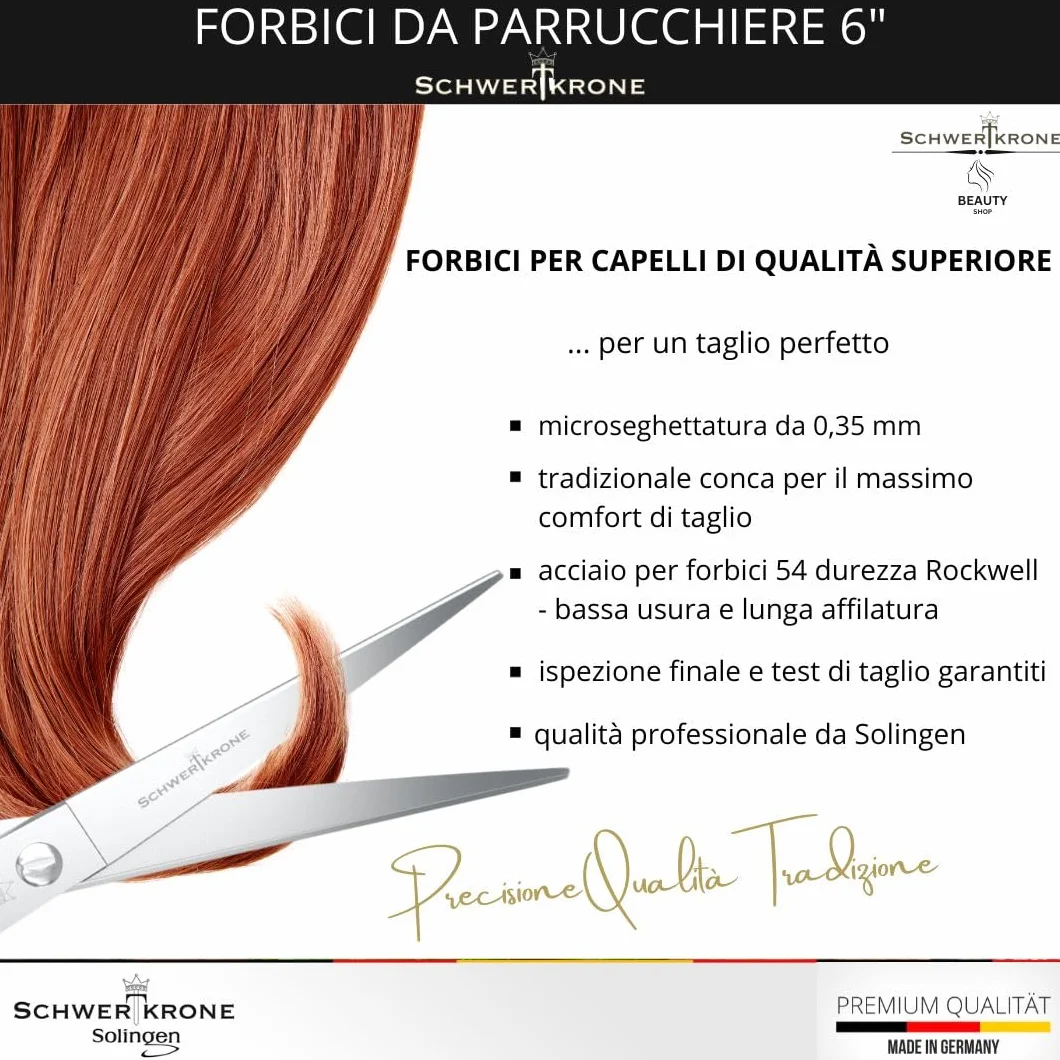 SCHWERTKRONE Forbici da Parrucchiere Micro-Dentatura Taglio Preciso Capelli Barba