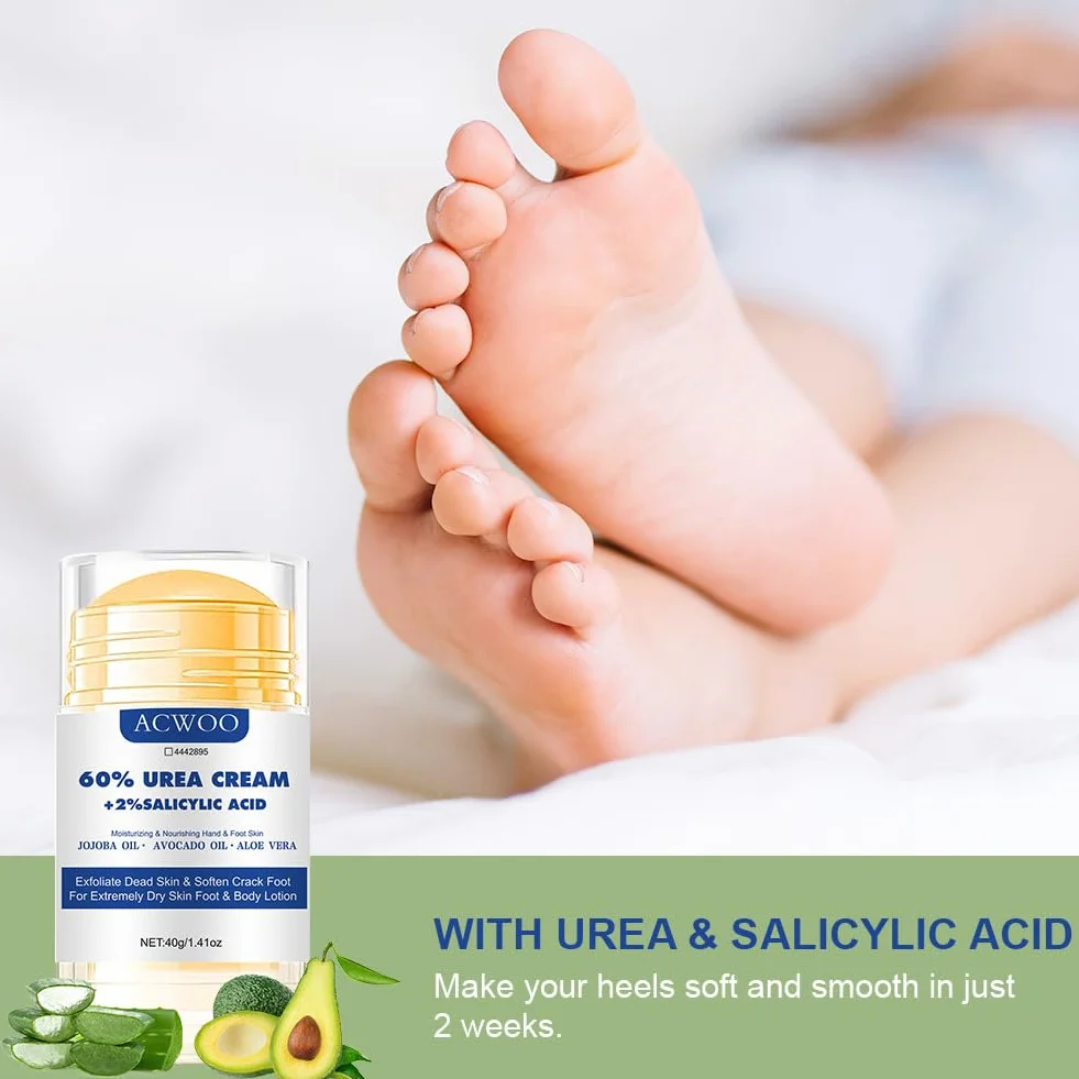 ACWOO Crema Piedi Urea 60%, 40g Crema Talloni Screpolati, Crema Idratante per Calli e Ragadi