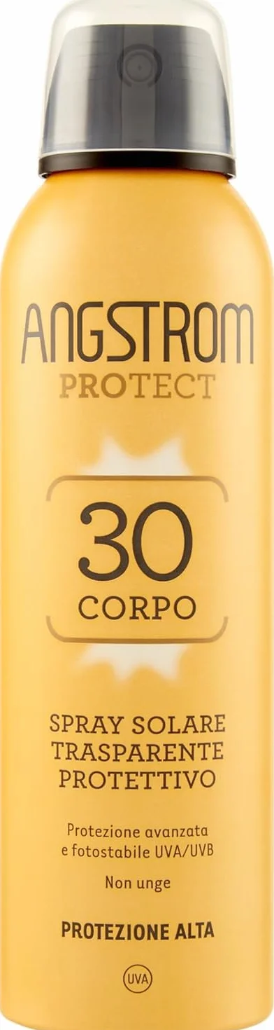 Angstrom Protect Spray Solare Trasparente Protettivo Corpo SPF 30, 200 ml