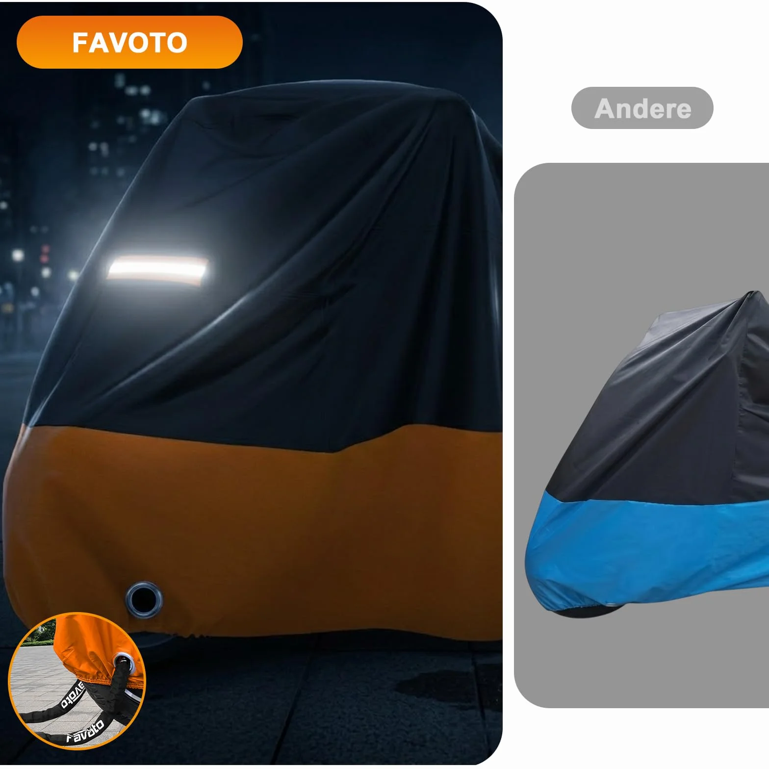 Favoto Copertura Impermeabile da Esterno XXL Antipolvere Protezione UV 245×105×125cm Nero Arancione