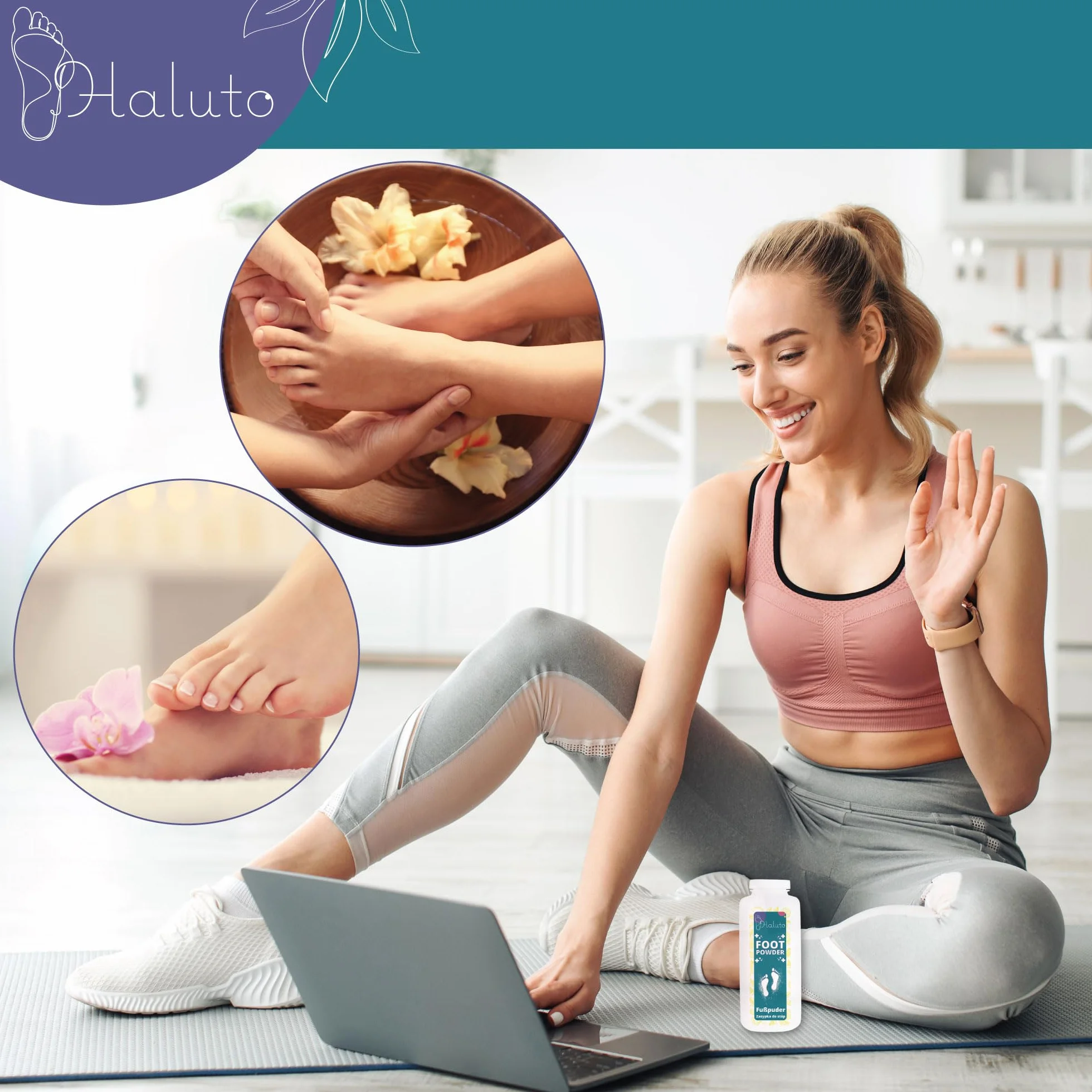 HALUTO Antibatterico Polvere Piedi - Talco Profumato - Elimina l'odore di Scarpe e Piedi - Naturale - Assorbono l'umidità - per Scarpe Sportive, da Lavoro e da Ginnastica