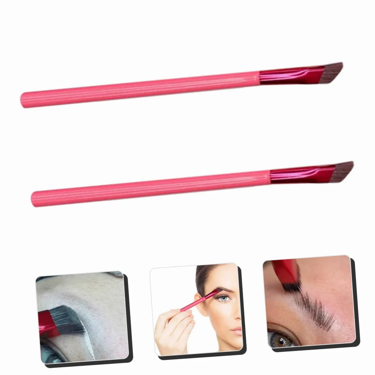 4 Set Di Pennelli Per Sopracciglia Angolati Per Trucco Da Donna Strumento Per Modellare E Riempire Le Sopracciglia 2 Pezzi * 4