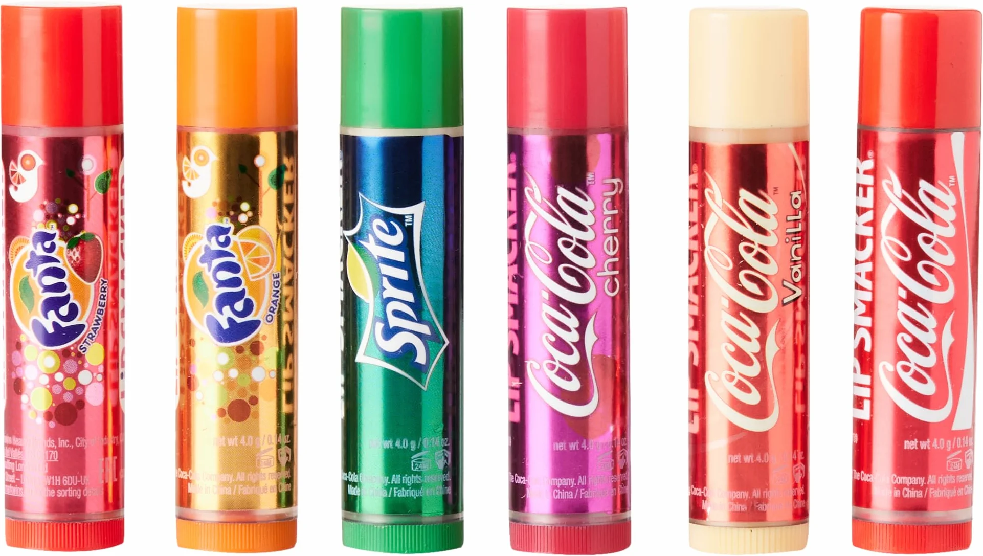 Lip Smacker Balsamo Labbra Idratante Travel Set 6 Gusti Coca-Cola Cherry Vanilla Sprite Fanta Strawberry