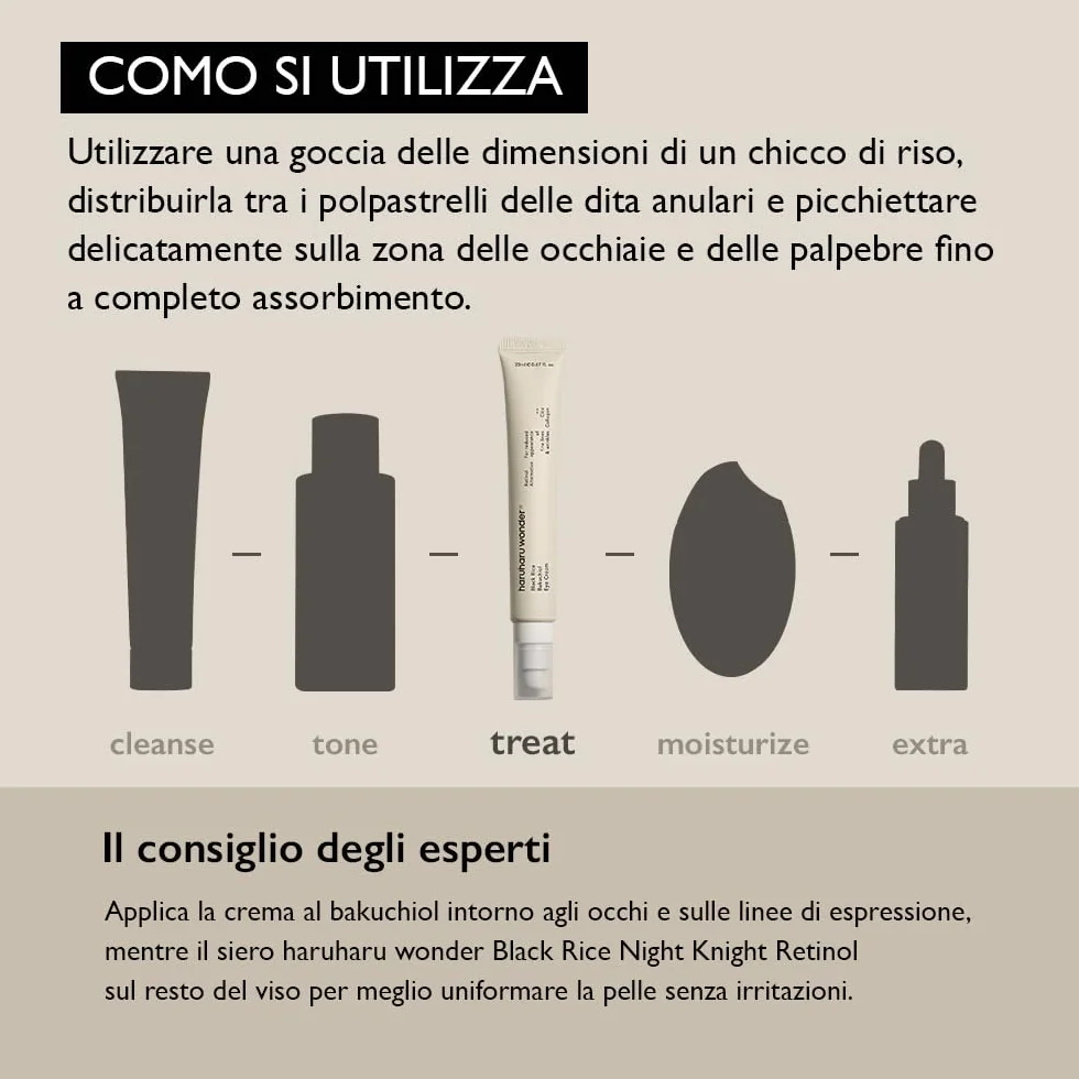 Haruharu Wonder Black Rice Bakuchiol Eye Cream 20ml | Cura delle rughe, alternativa al retinolo naturale | Cruelty Free