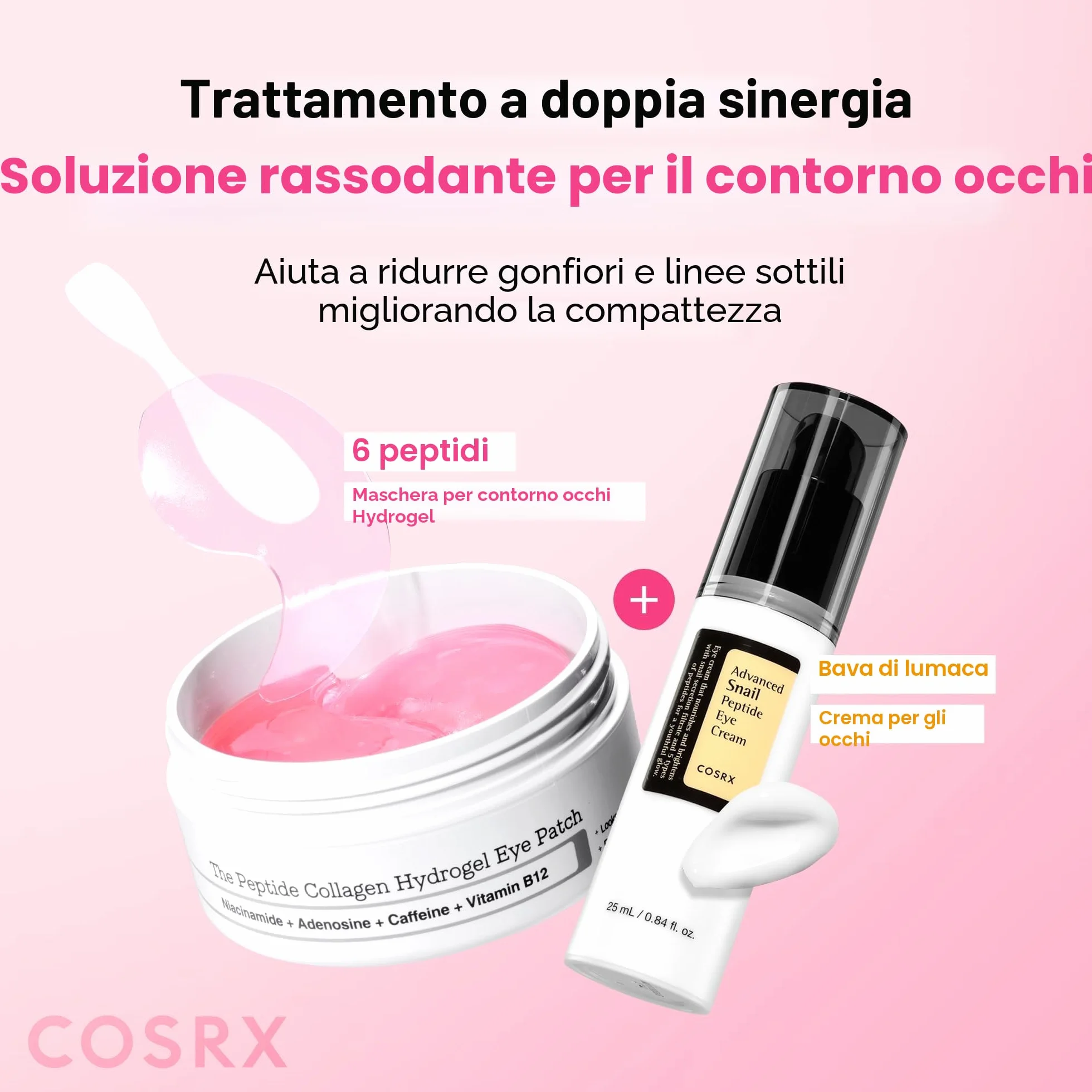 COSRX Peptide Collagen Hydrogel Eye Patch, 60 Patches, Patch Contorno Occhi per Borse e Occhiaie con Caffeina, Korean Skincare