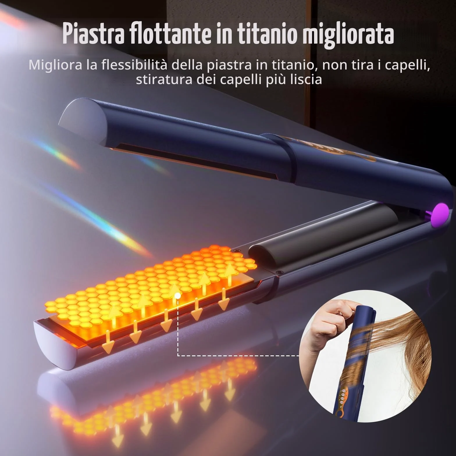 OBEST Piastra Capelli,Piastra e Arricciacapelli Portatile Senza Fili 2 in 1, Piastra da Viaggio per Capelli Ricaricabile USB,5000mAh,Riscaldamento Rapido Della Ceramica,3 Temperatura Regolabile