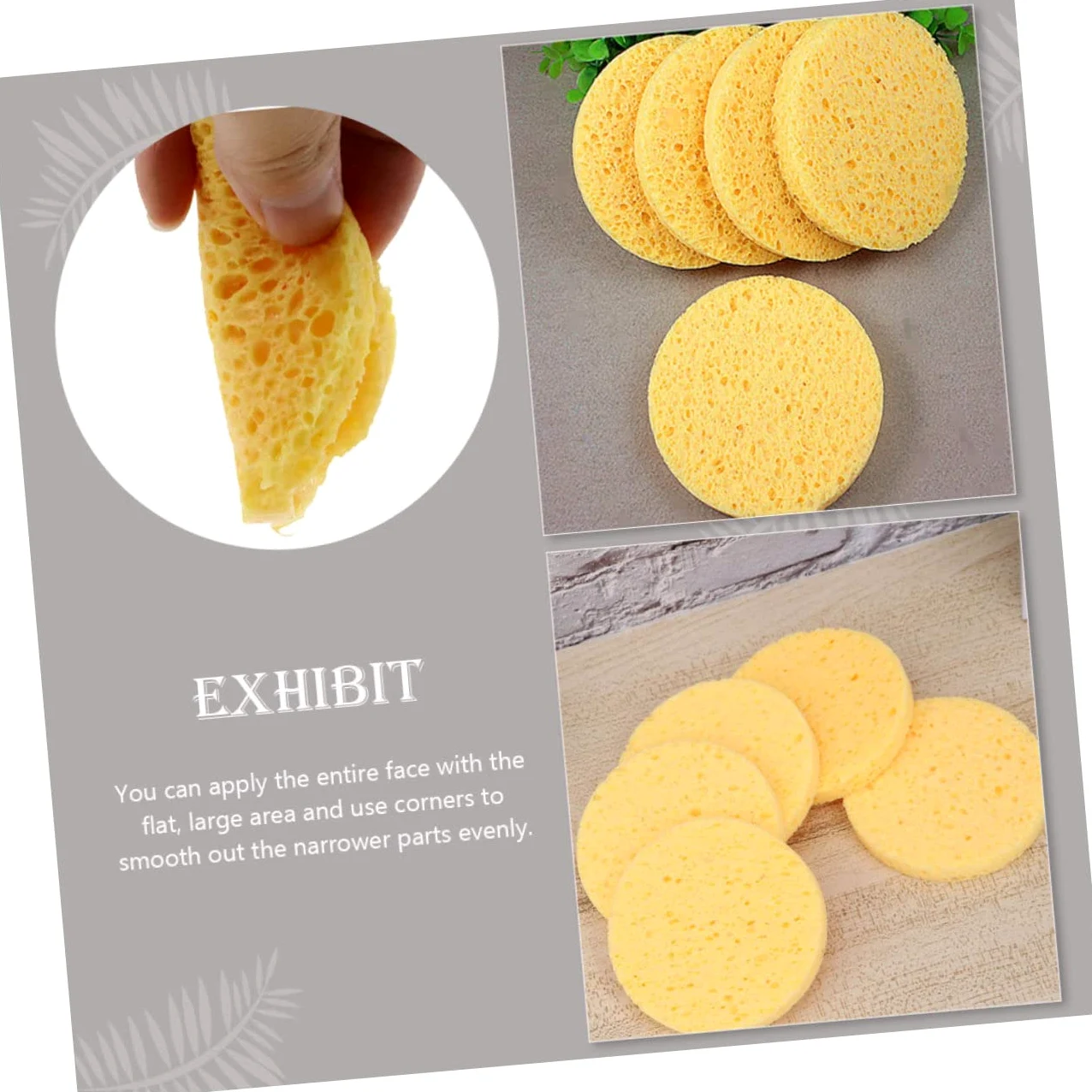 Piumino da Cipria Rotondo 100 Pezzi in Spugna di Cellulosa | Giallo, per Casa e Salone, Assorbe Perfettamente la Cipria, Effetto Make-up Naturale e Pulizia Viso