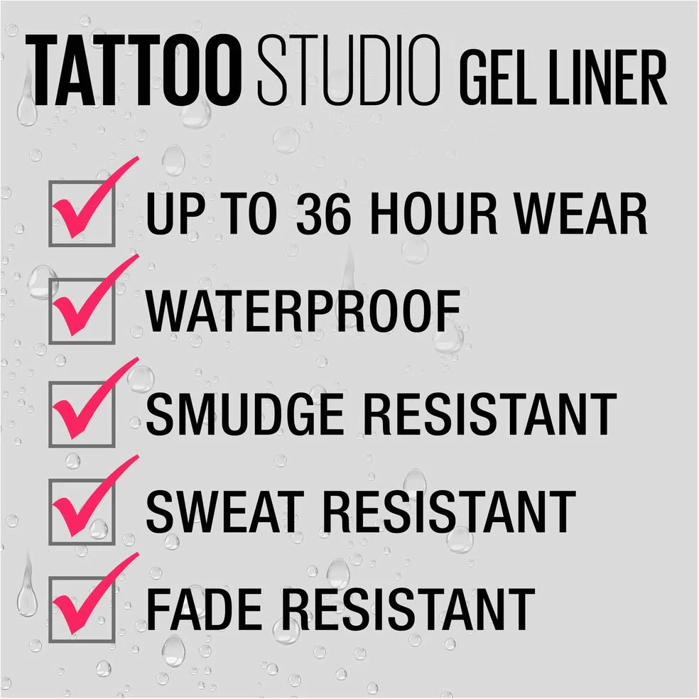 Maybelline New York Tattoostudio Waterproof, Long Wearing, Eyeliner Pencil Makeup, Intense Charcoal, 0.08 Ounce