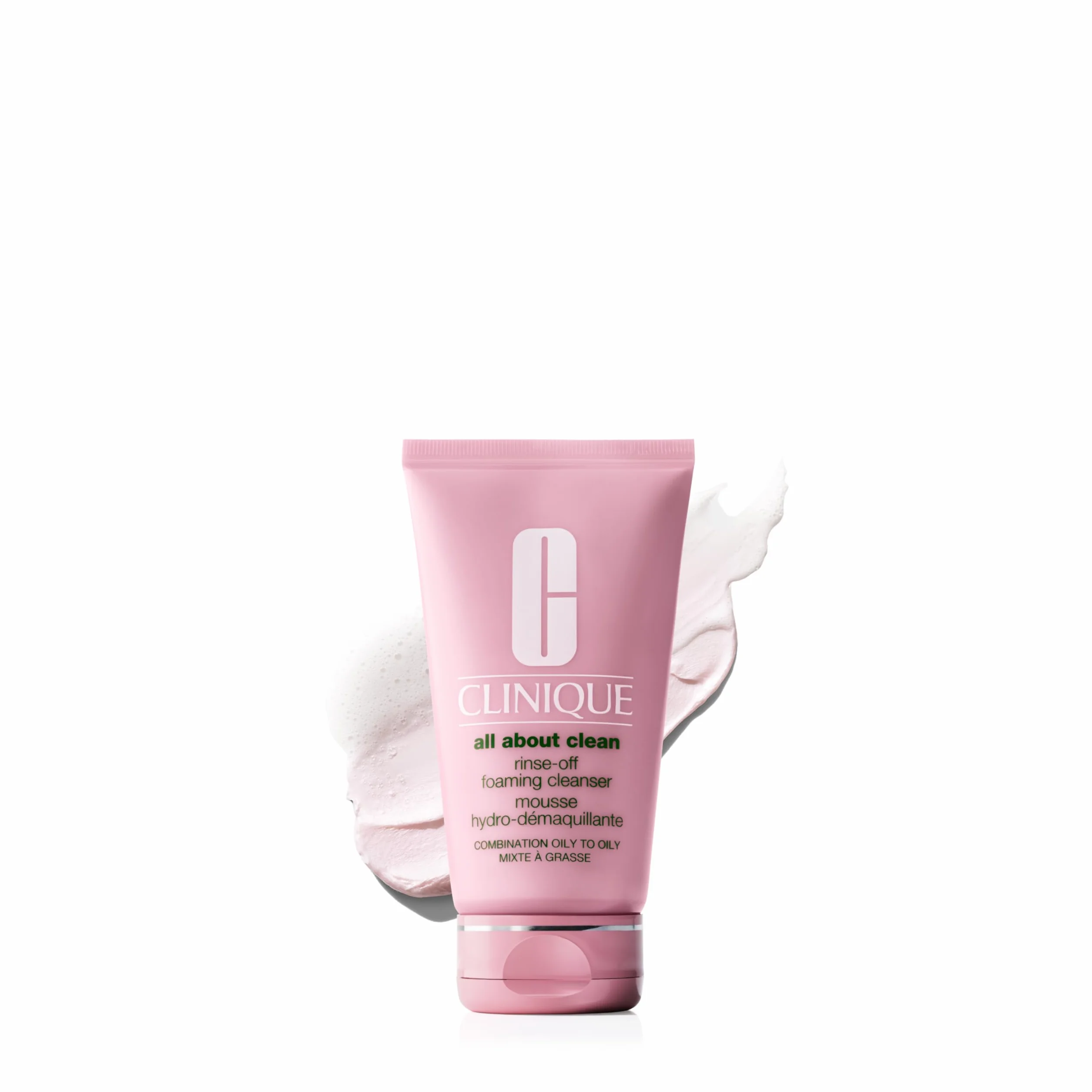 Clinique All About Clean Rinse-Off Foaming Facial Cleanser detergente con acido ialuronico e glicerina per pelli miste e grasse | Rimuove makeup e filtri solari, 150 ml