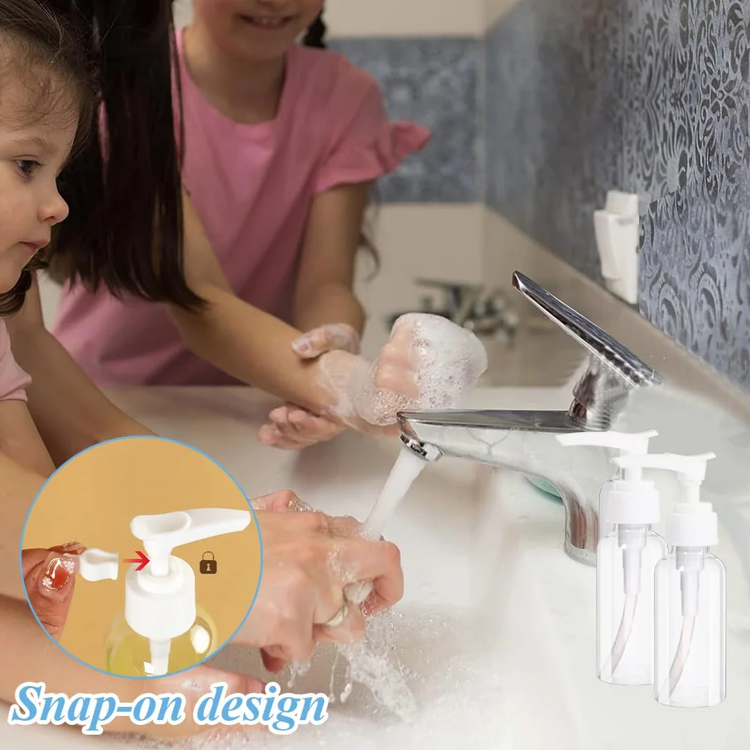 4 Pezzi Flaconi da Viaggio, 50 ml Bottiglie da Viaggio Trasparenti, Pompa da Viaggio in Plastica Dispenser, Boccette Contenitori Ricaricabile, per Cosmetici, Lozione, Bagno, Shampoo Liquidi