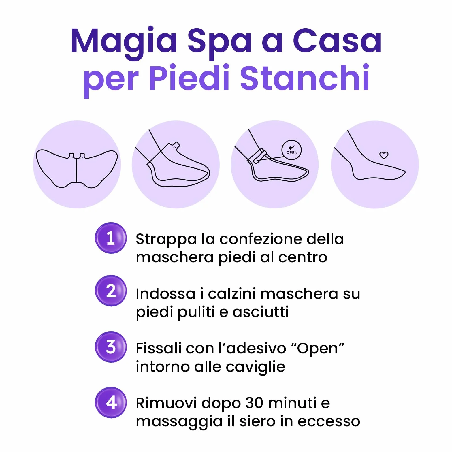 Maschera Piedi Idratante con Estratto di Lavanda, Burro di Karité, Olio di Jojoba e Vitamina E 6 Paia