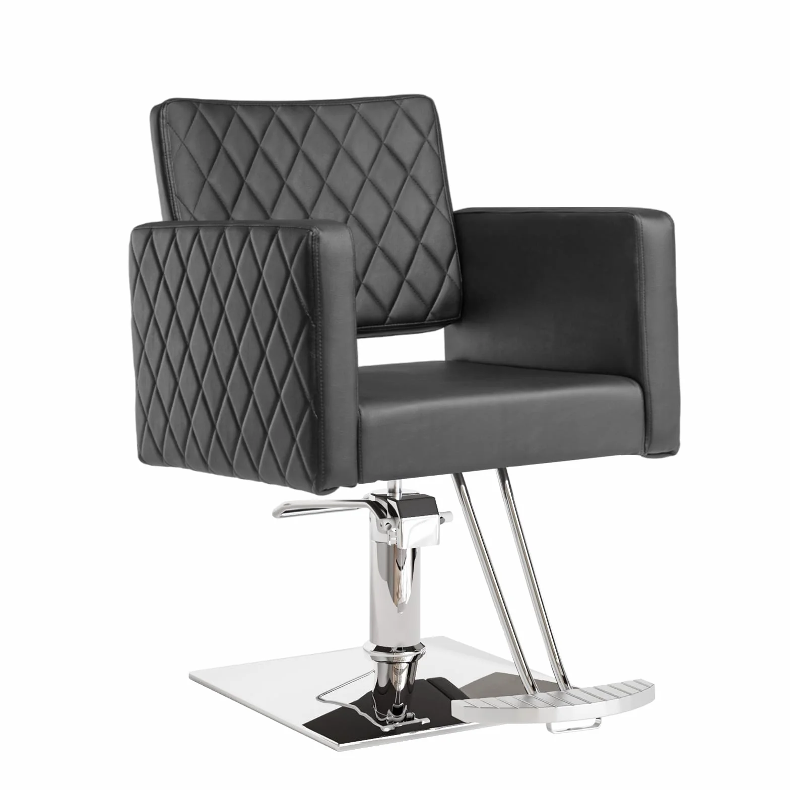 Bonnlo Sedia da parrucchiere regolabile in altezza 90-105 cm, girevole a 360° e portata 150 kg, sedia da parrucchiere con poggiapiedi e schienale aperto, sedia da barbiere in pelle PVC, colore nero