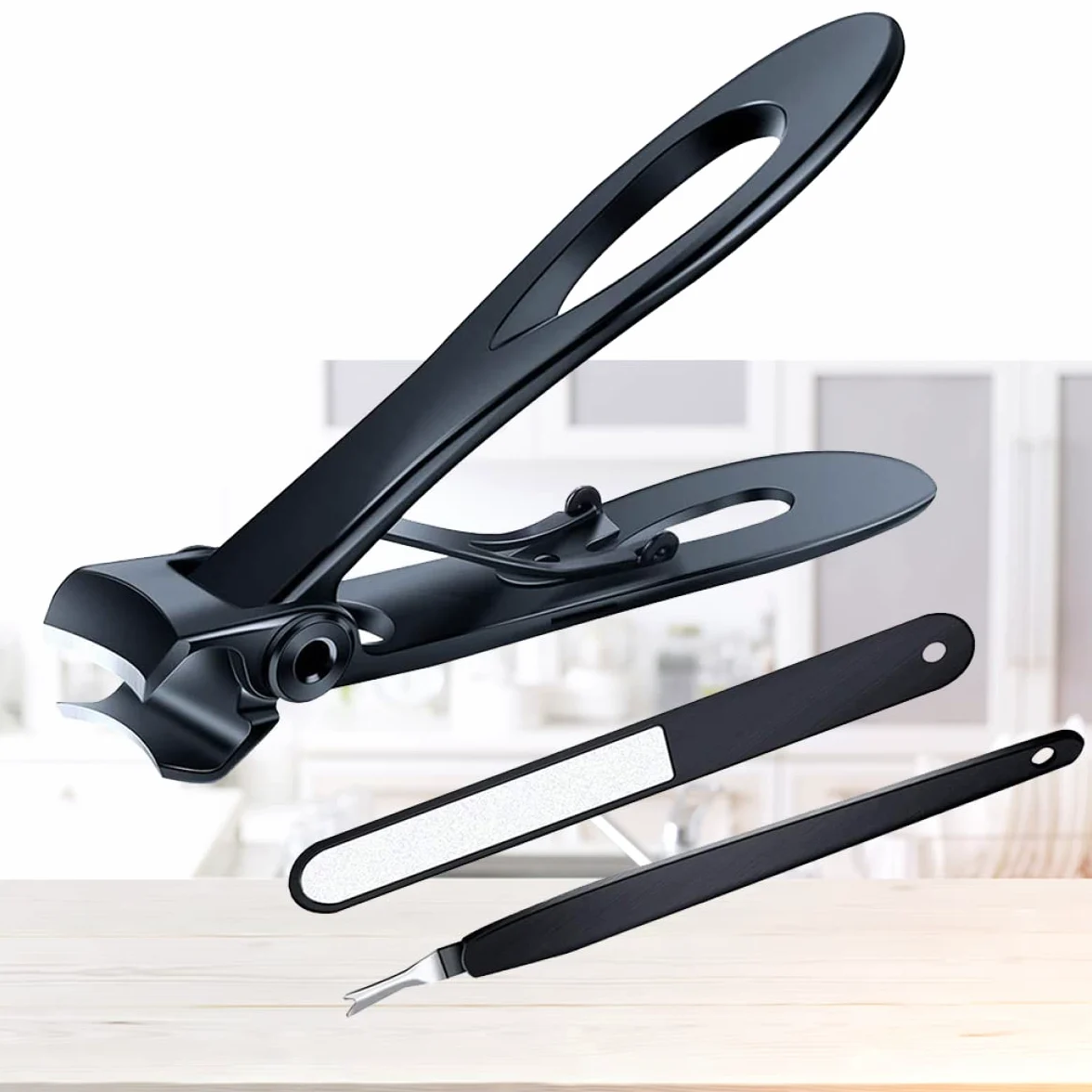 FRCOLOR Forbicine Per Unghie 6Pcs Unghia' unghia' unghia Larga in Acciaio Inox Professionale Mascella Modella Le Donne Uomo Nial Kitnero Nero E Apertura per Clipper Clipper