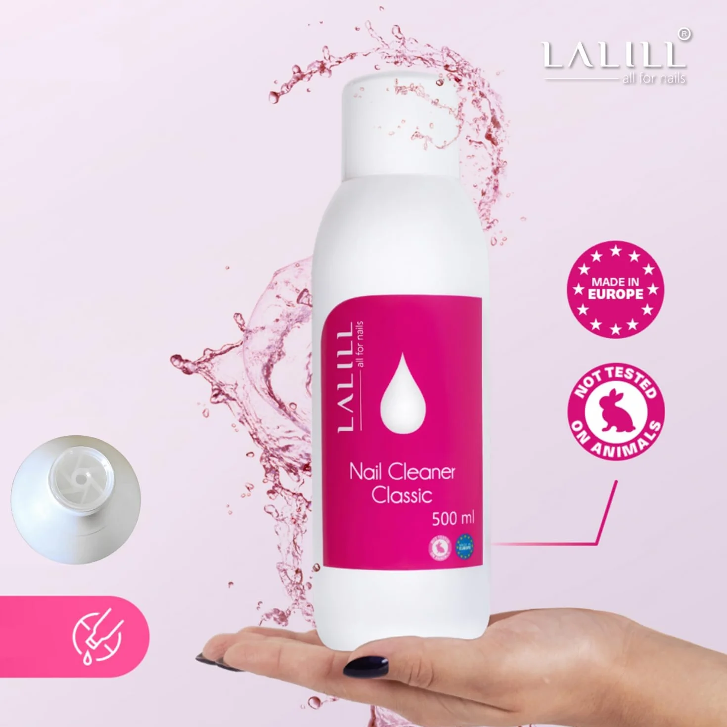 LALILL Nail Cleaner 500 ml – Sgrassatore Unghie UV Gel – Solvente Unghie Professionale