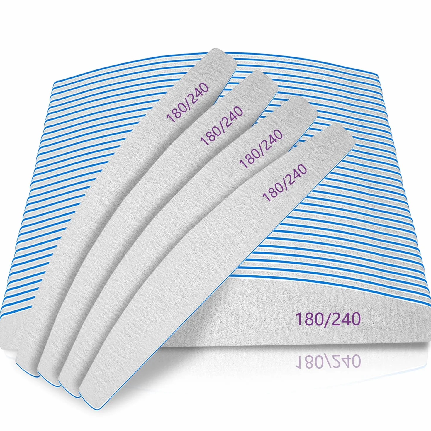 Lime per Unghie Professionale 180/240 Grit 50Pcs Set Lavabili Riutilizzabili Spugna per Unghie Naturali