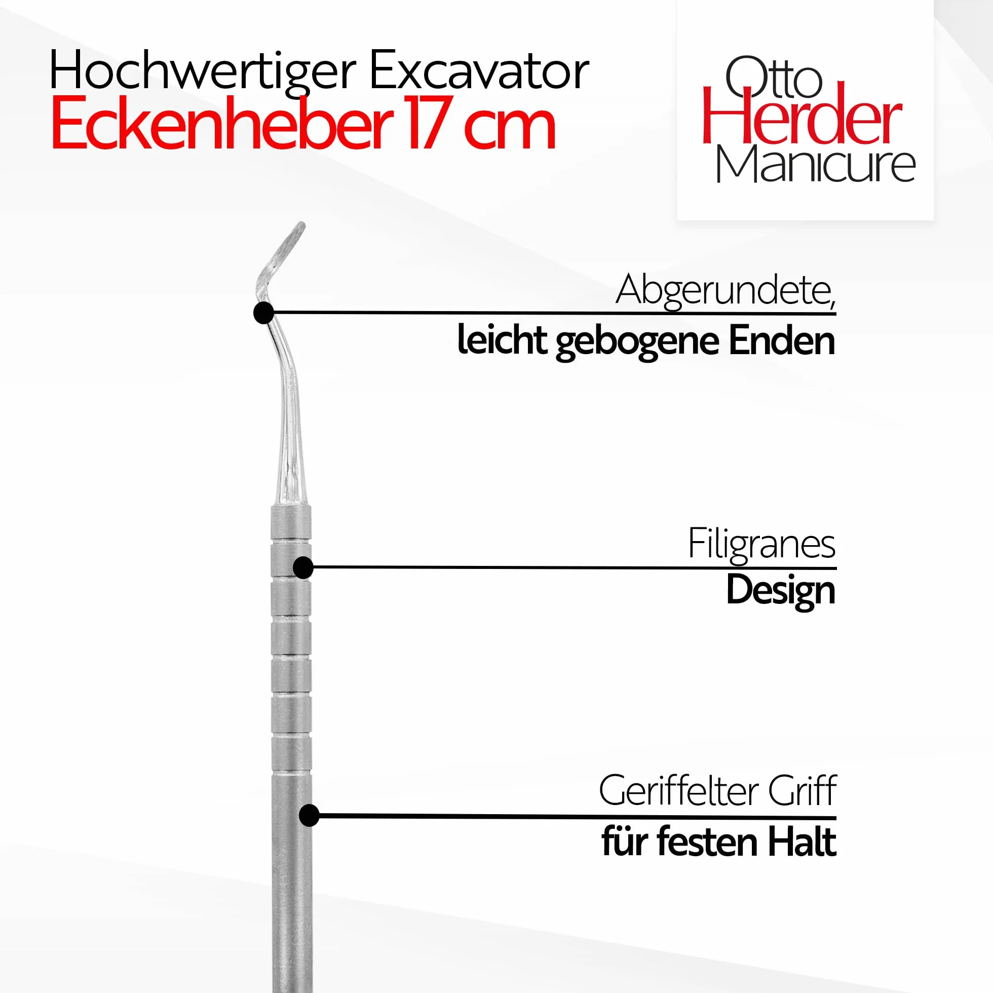 Sollevatore per unghie in acciaio inossidabile 17 cm doppio strumento estremità curve per manicure pedicure