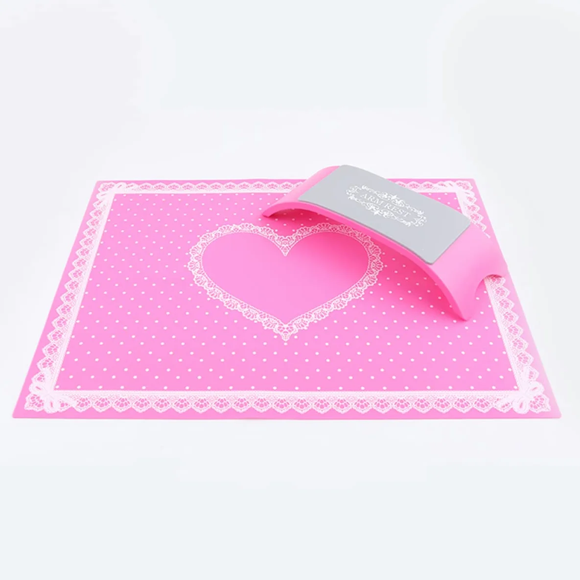 FRCOLOR 3pezzi Cuscino Silicone Per Manicure Tappetino Portatile e Lavabile Per Unghie Strumento Professionale Per Estetiste Art Rosa
