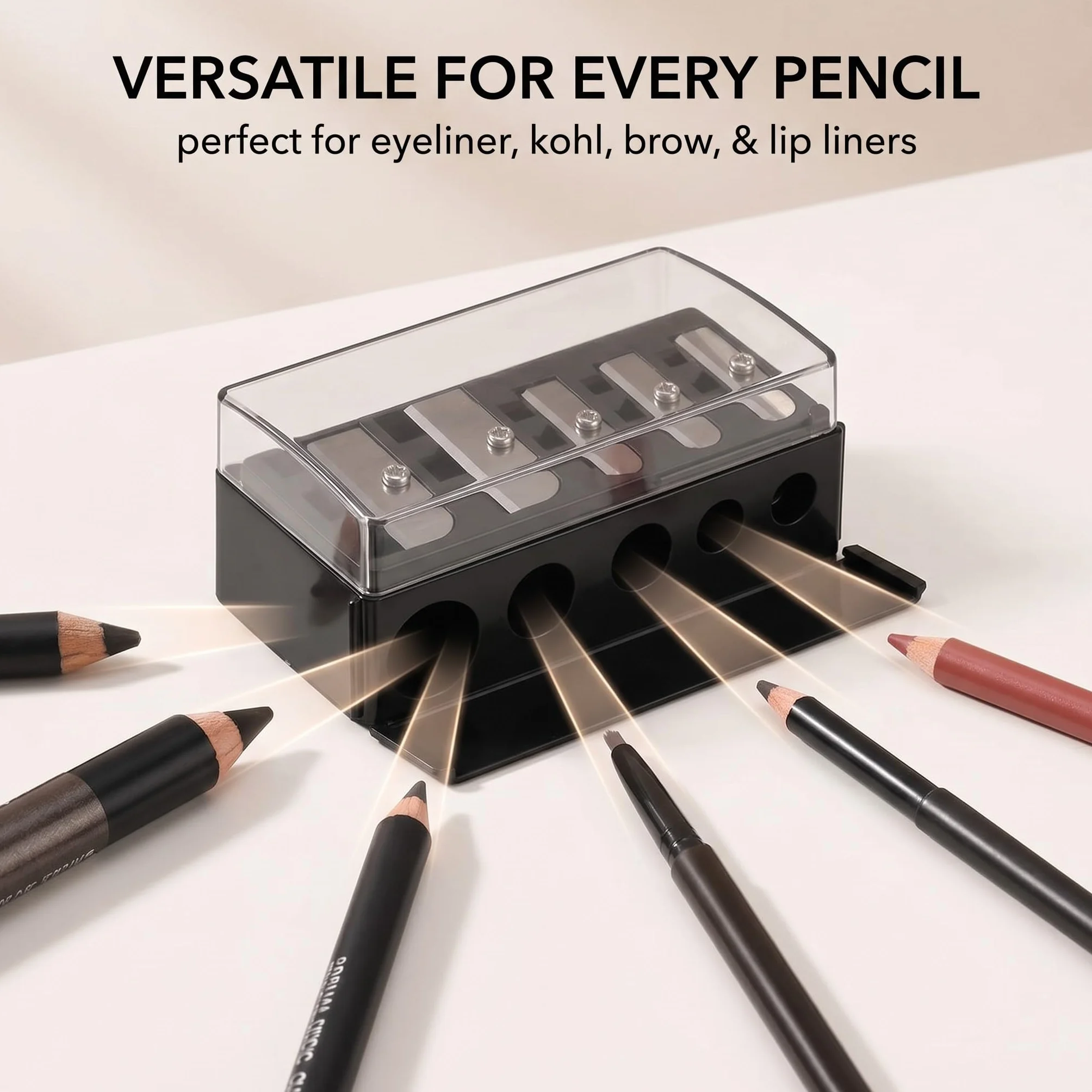 Temperino Matita Occhi 5 Fori, Temperino Per Matite Trucco, Nero