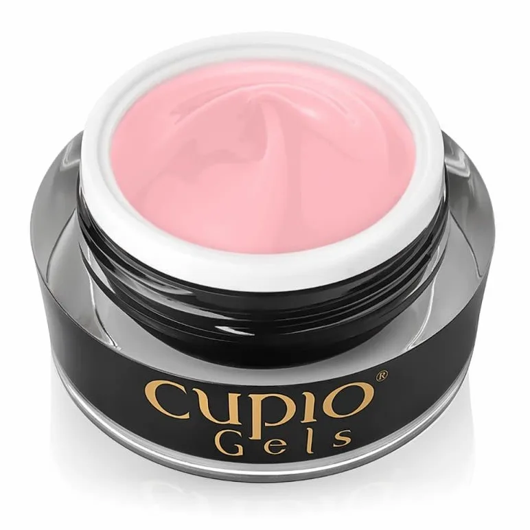 Cupio No File UV Gel Make-Up Fiber Milky Pink 30 ml – Gel costruttore rinforzato con fibra di vetro – Senza HEMA, resistente e flessibile – Gel make-up per allungamento unghie senza limatura