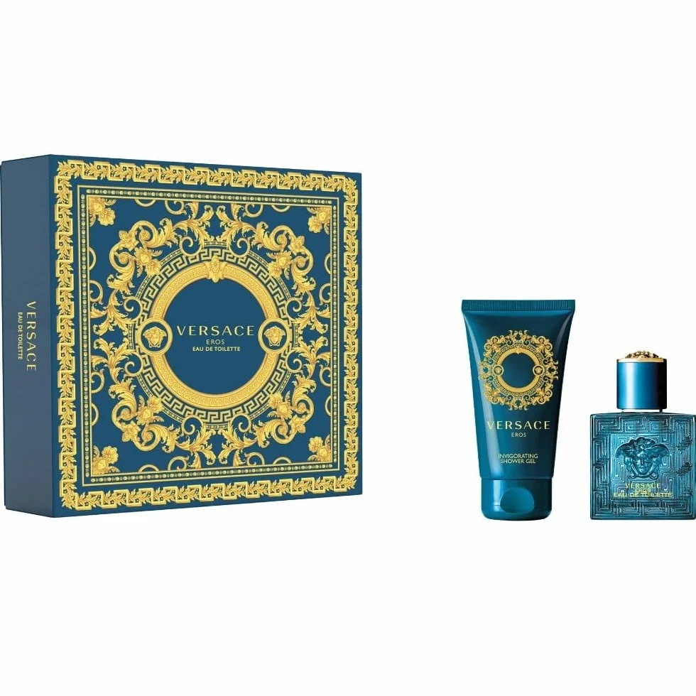 VERSACE Eros Homme EDT Set 30 Ml + Shower Gel 50 Ml per uomo, per un profumo elegante e duraturo, 30 ml + 50 ml
