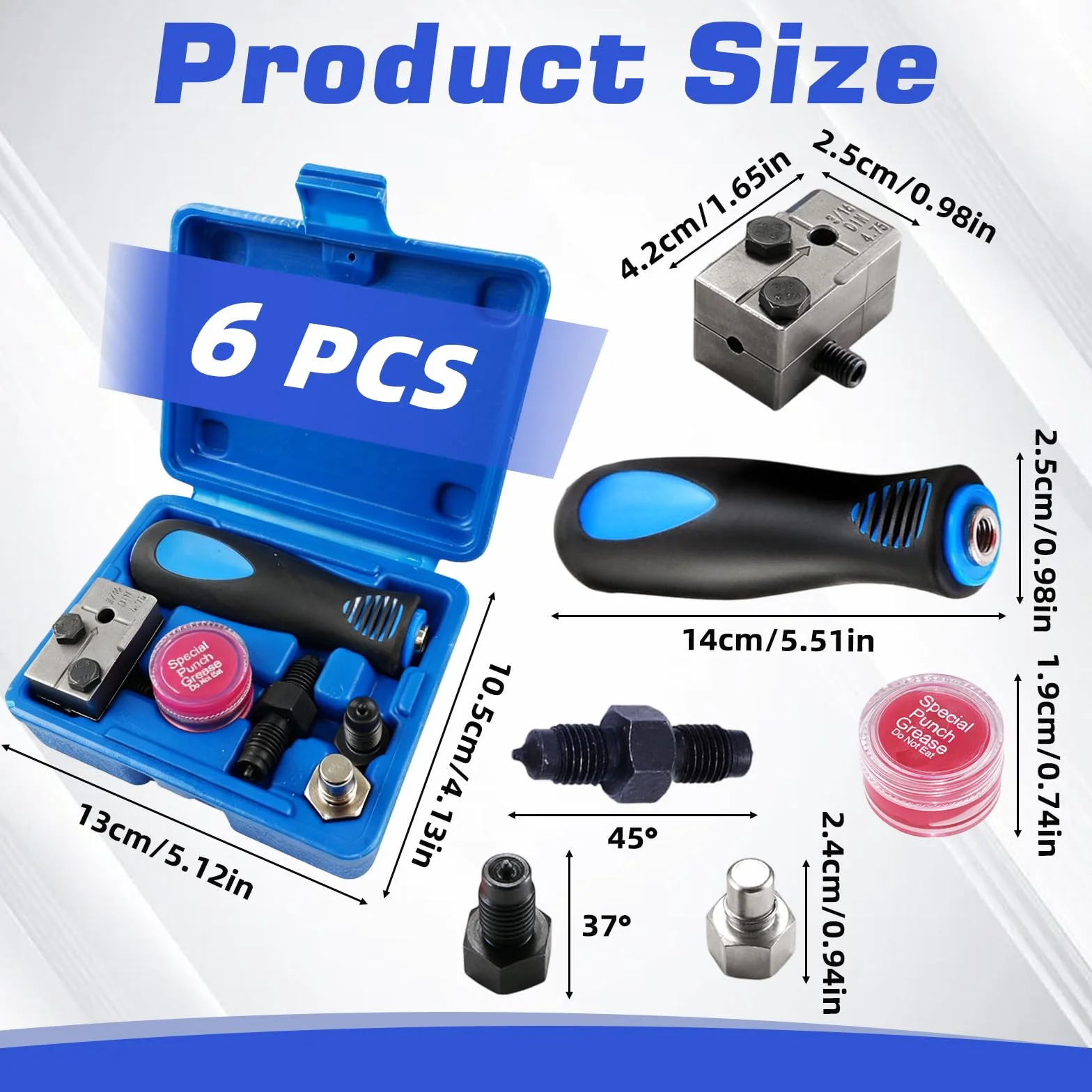 Svasatore per tubi freno, utensile per svasare 4,75 mm e 3/16", doppio conforme DIN, set universale per rame, nichel e acciaio