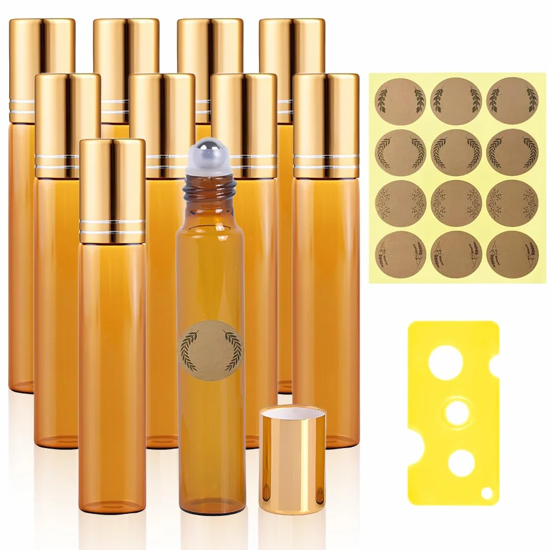 10 Ml Roll On Vuoto Per Oli Essenziali, 10 Pezzi Bottiglie Roll On Per Oli Essenziali, Boccette Vetro Con Sfera In Acciaio Inossidabile, Per Profumi, Oli Essenziali E Cosmetici