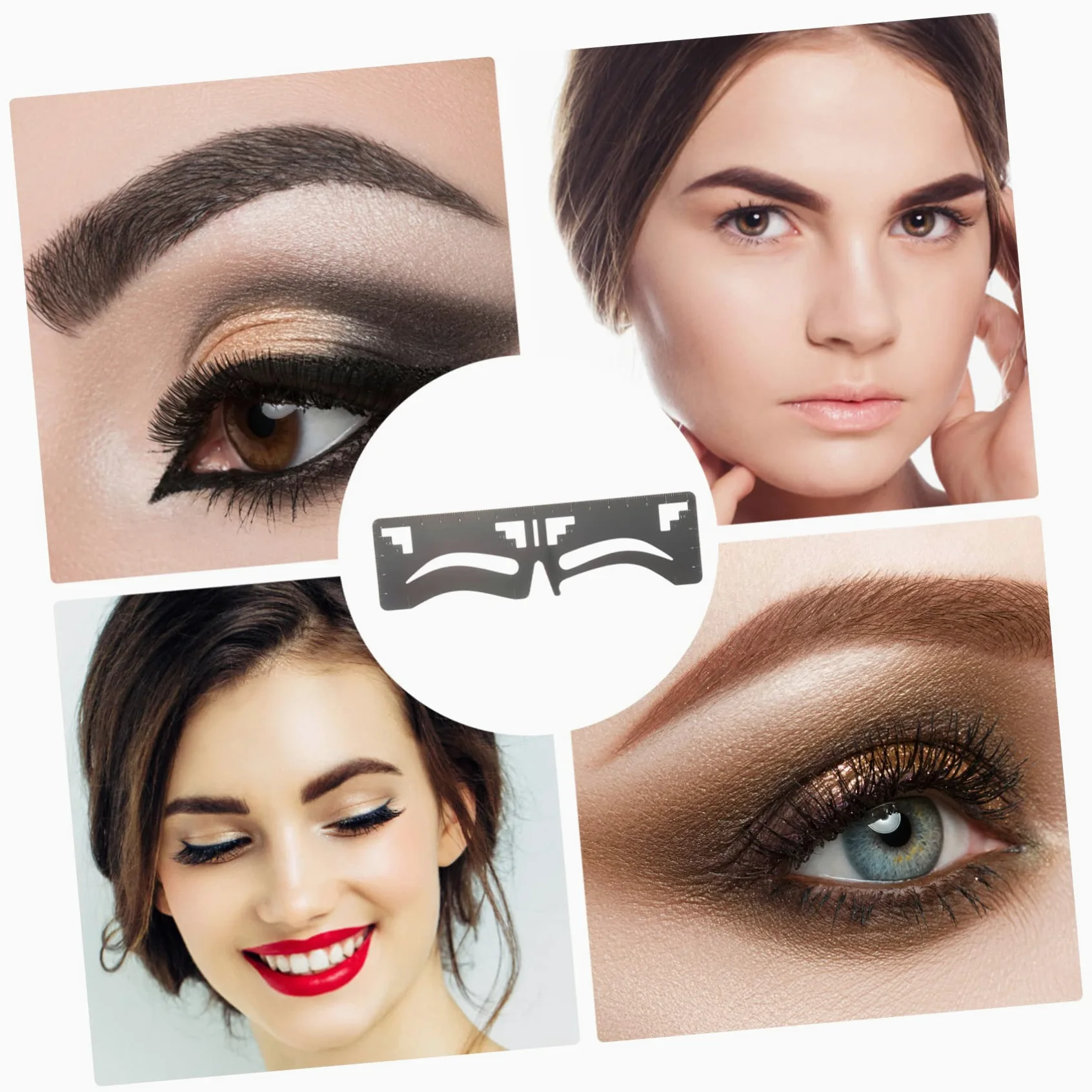 POPETPOP 8pezzi Ruler Per Sopracciglia Acciaio Inossidabile Guida Per Tracciare Sopracciglia Strumento Di Makeup Per Donne e Ragazze Design Facile e Pratico