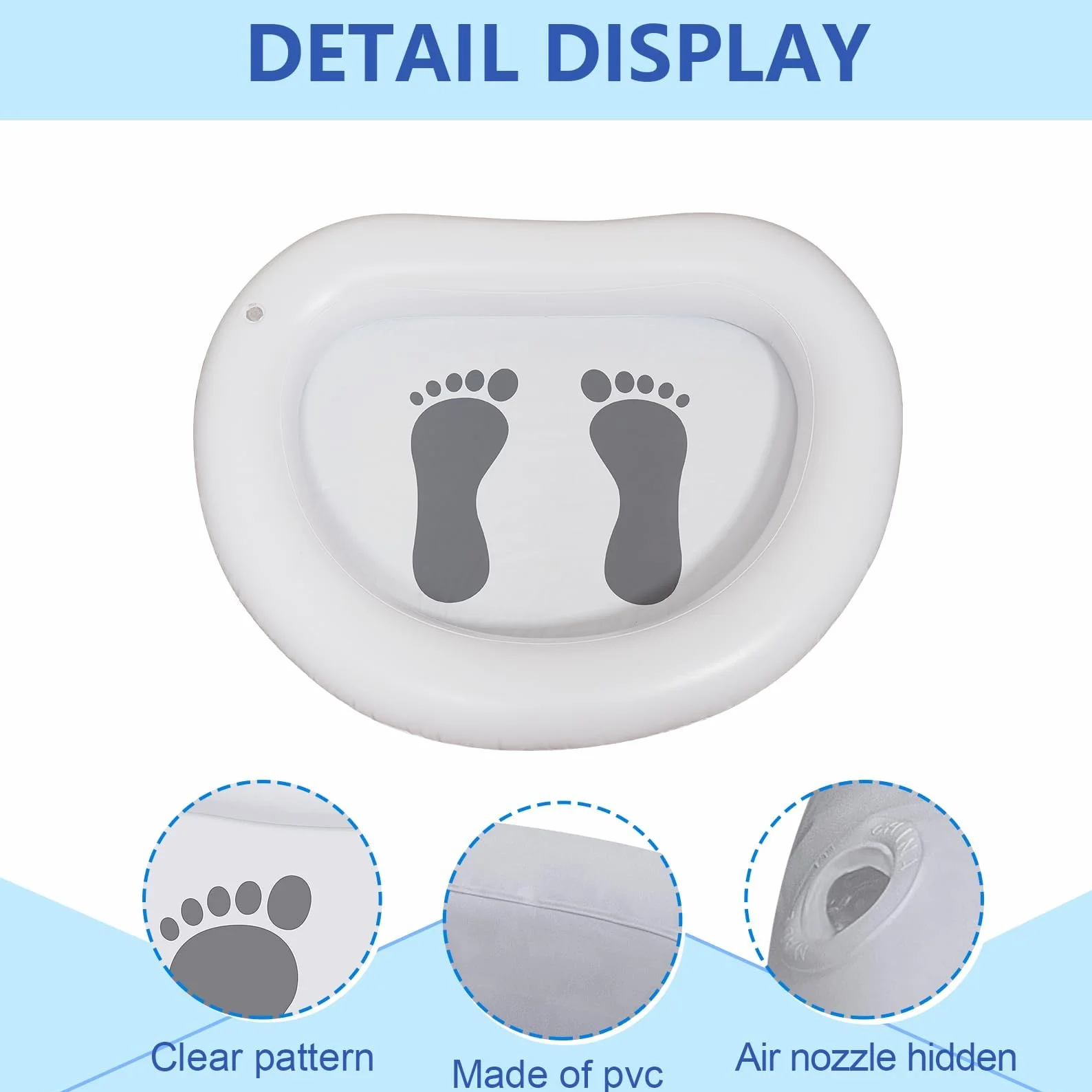 Pediluvio Gonfiabile per Piscina, Vaschetta Lavapiedi per Piscina, Bacinella Gonfiabile per Pediluvio Portatile con Pompa dell'aria, Accessori per Scale di Ingresso Piscina, Piagge (A)