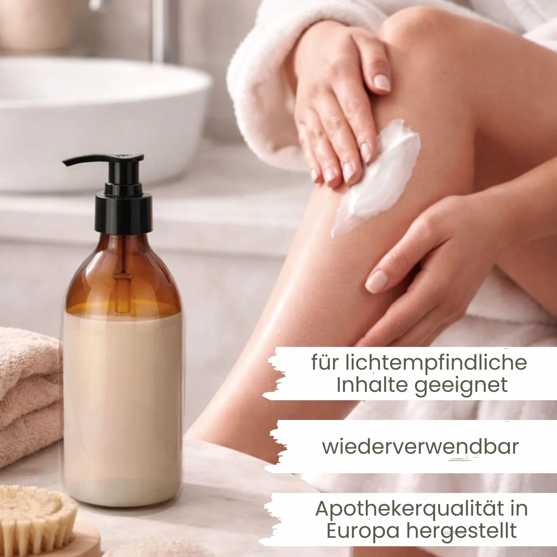 mikken Set di 2 distributori di sapone in vetro marrone 250 ml – dispenser di lozioni ricaricabili e bottiglie di pompa, senza BPA, per sapone, disinfettante, detersivo, detersivo, shampoo con imbuto