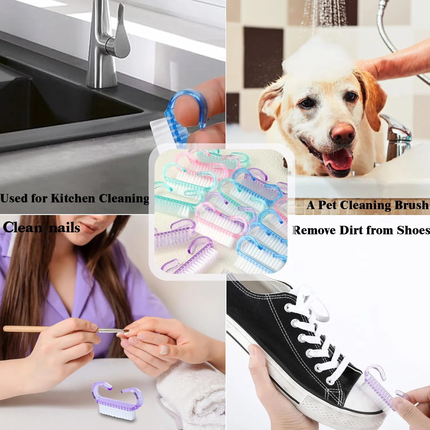 24 Pezzi Spazzolino Unghie,Pennello per Unghie,Pennello con Manico in Plastica Strumento di Pulizia per Nail Art, Spazzola per la Pulizia delle Mani, Pulizia e Lavaggio Quotidiano