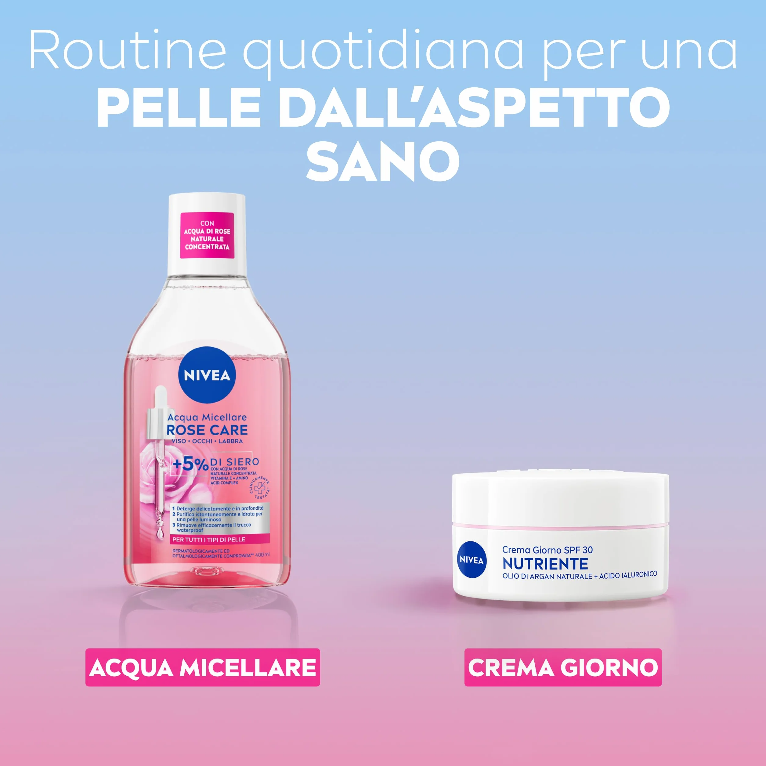 NIVEA Acqua Micellare Rose Care 400 ml Struccante Bifasico Detergente Viso Occhi Labbra
