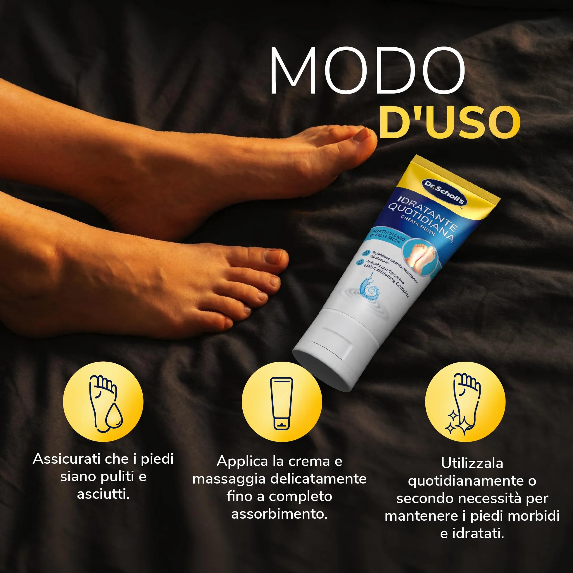 Dr. Scholl's Crema Hydration Boost, Crema Piedi Arricchita con Urea, Glicerina e Skin Conditioning Complex per Idratare la Pelle Secca Idratazione Profonda per Piedi più Morbidi e Lisci, 75ml