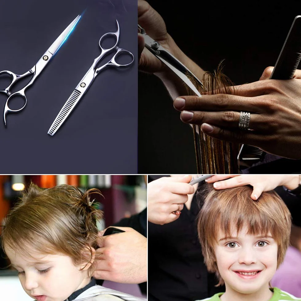 Set di Forbici da Parrucchiere - 2 Forbici ad Ultrasuoni in Acciaio Inox per Capelli, Barba e Animali Domestici - Accessori Professionali