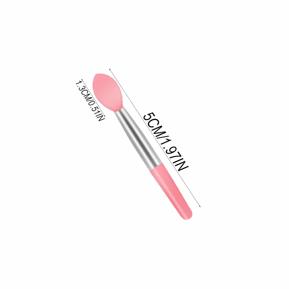 Pennello per labbra in silicone, 4 pezzi applicatore per rossetto, pennello per trucco in silicone, mini pennello per trucco, bastoncini portatili per lucidalabbra in polvere, bianco