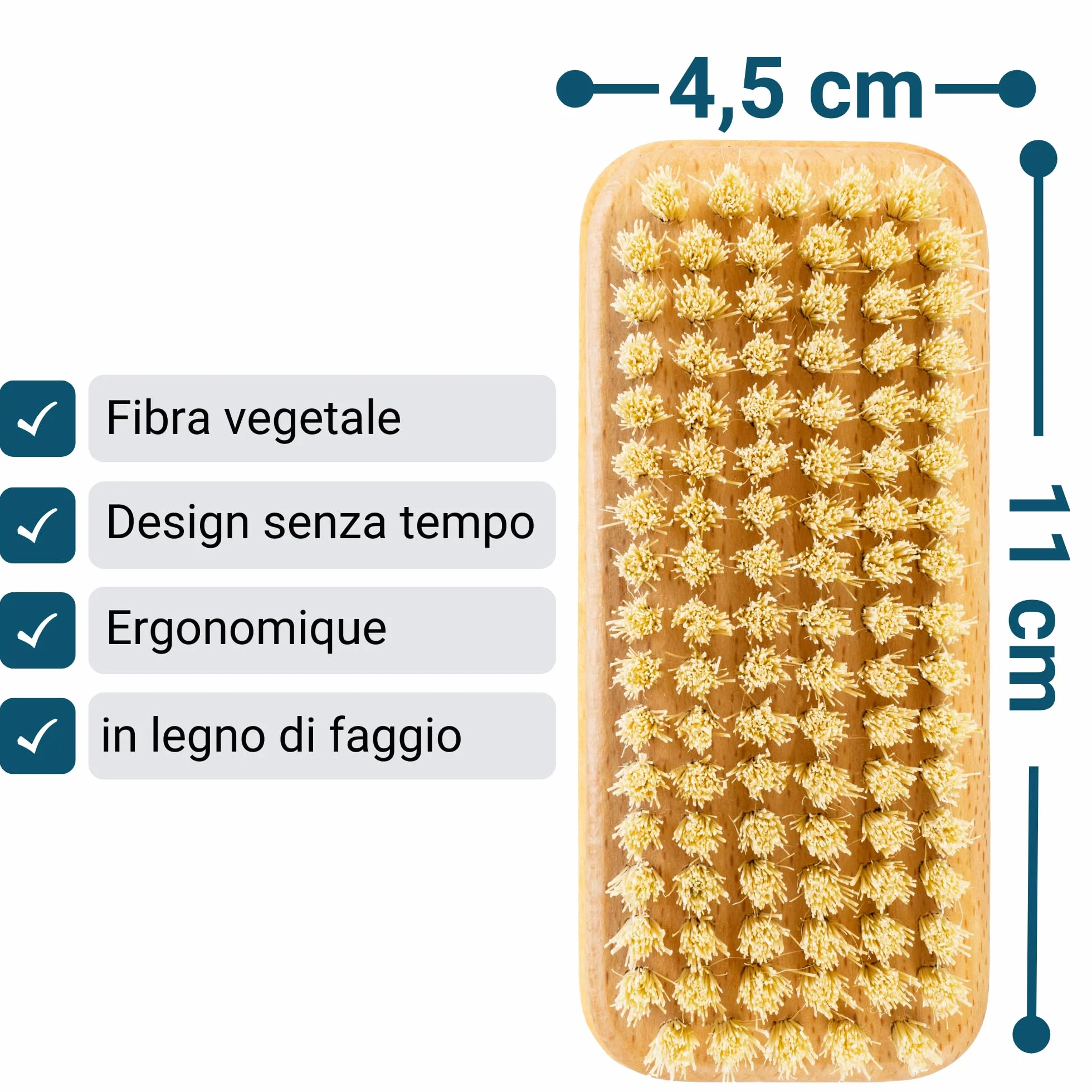 REMOS Spazzola a mano "Artigiano" legno di faggio domestico con fibra vegetale
