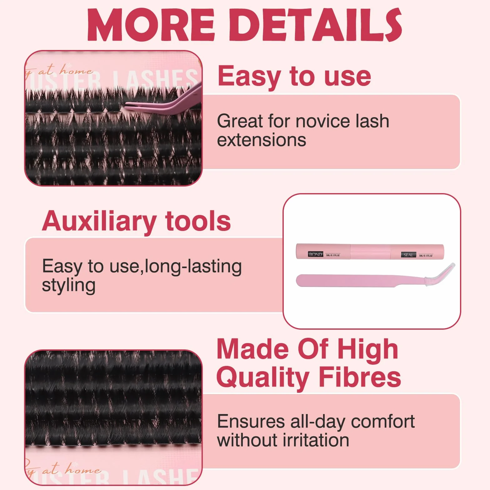 VEGCOO 560 Pezzi Ciglia Finte Ciuffetti Kit, 60-100-120-150D Curl Ciglia Finte Naturali Russian Eyelashes Extensions, Cluster Lashes 10-16mm Mix