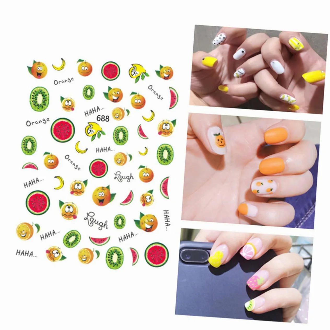 3 Set Adesivi Per Unghie Con Design Frutta Stickers Tema Per Decorazioni Manicure Stile Unico Per Donne E Ragazze Casual 12 Fogli*3