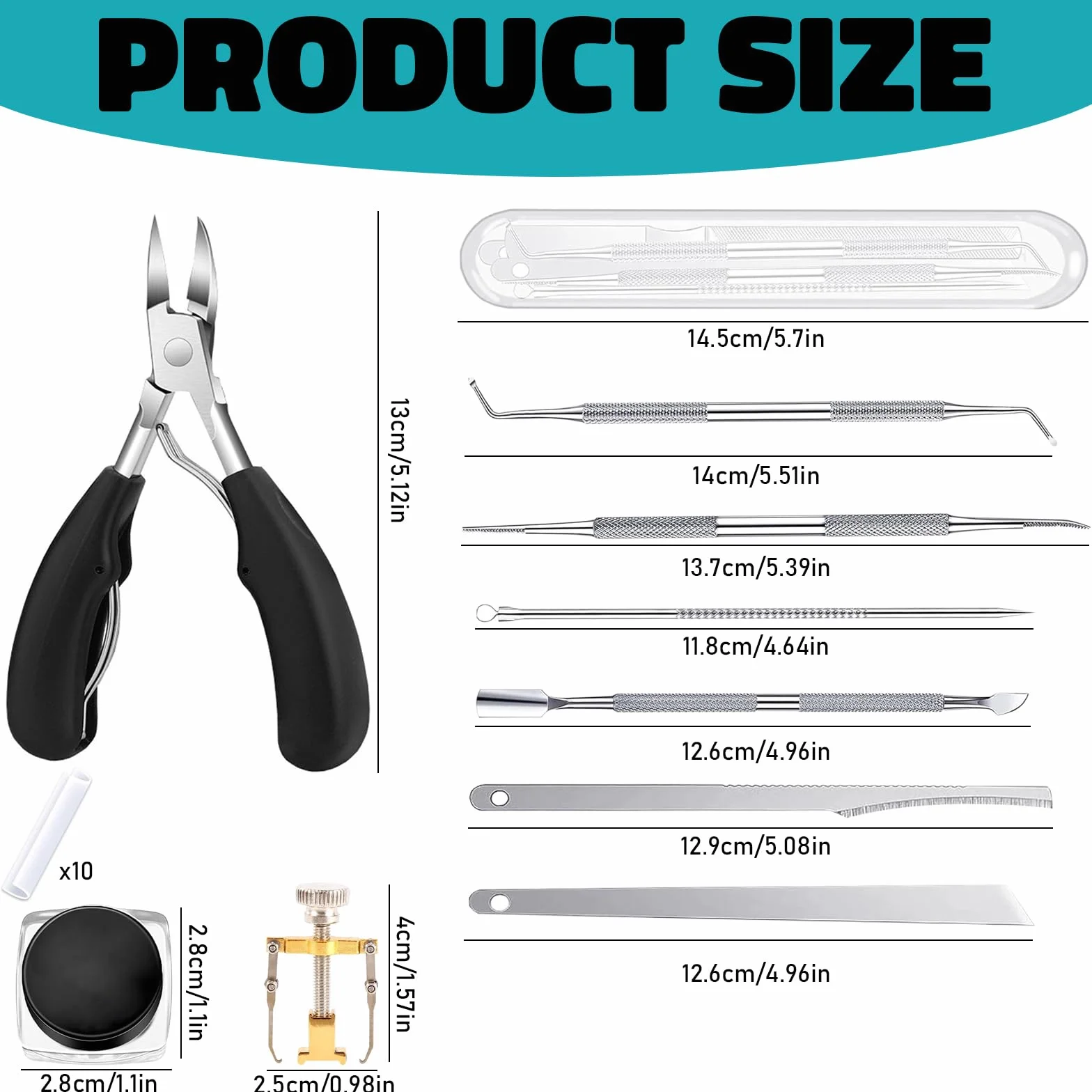 Kit Pedicure Professionale 18 Pezzi Acciaio Inox Tagliaunghie Set Donne Uomini