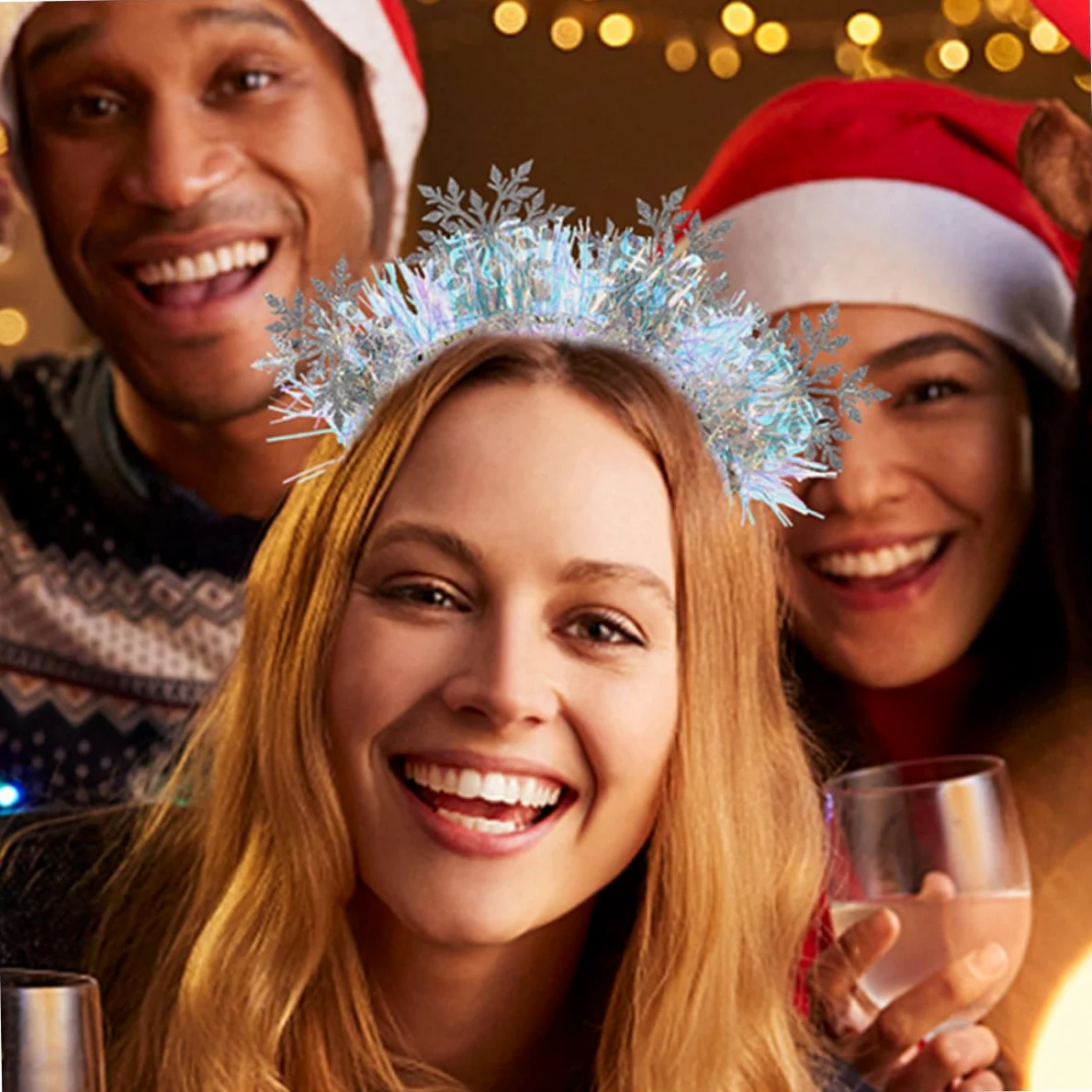 Beaupretty 3pezzi Fascia per Capelli Fiocchi di Fascia per Capelli Glitter per Feste di Natale Natalizi per Ragazza