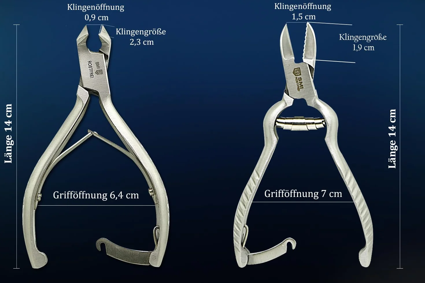 Profesjonalny Tronchesino Unghie Piedi 14 cm Acciaio Inox Zestaw 2 Sztuki