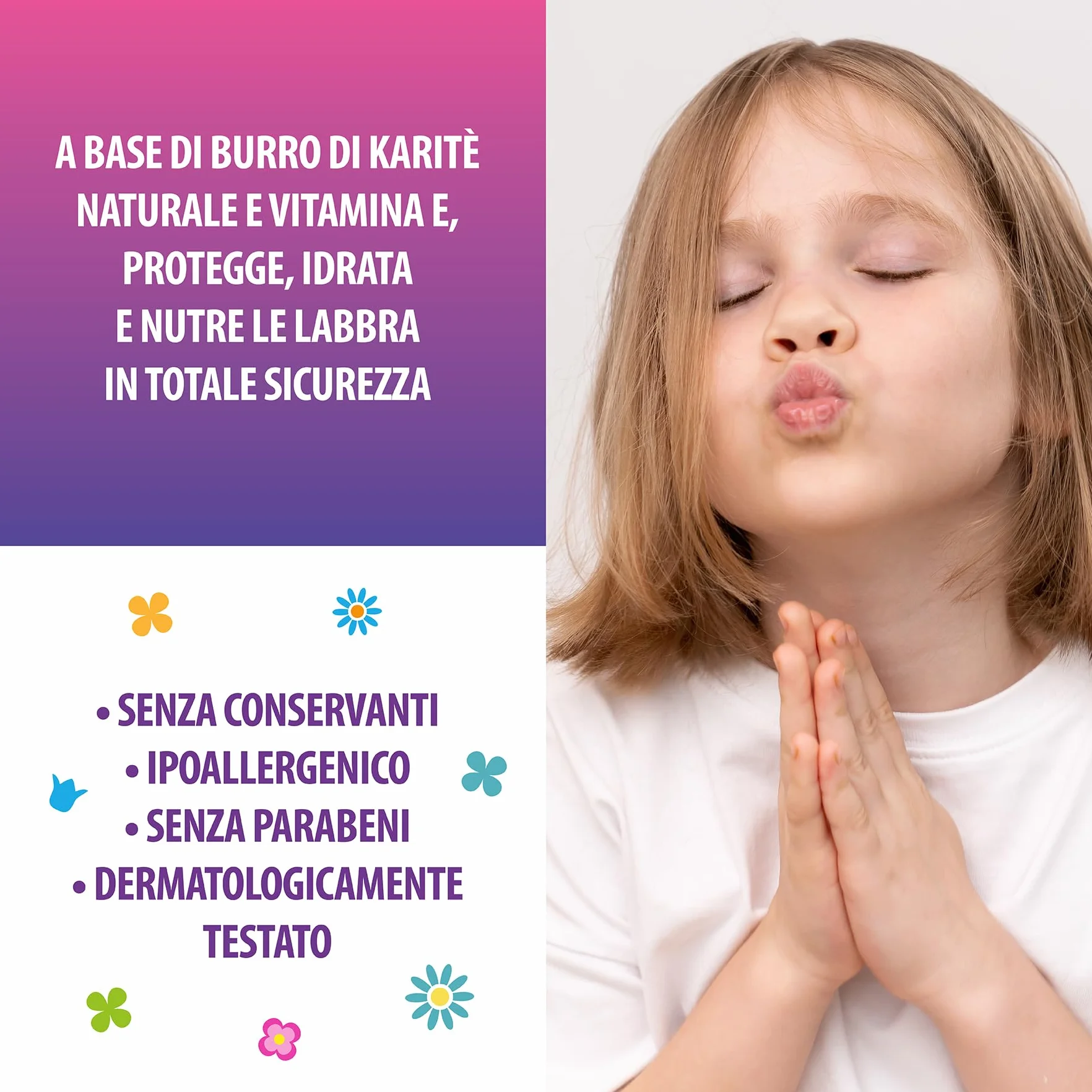NATURAVERDE Kids -BE A UNICORN Burrocacao Fragola 5ml, Idratante e Protettivo, SPF 15, Ipoallergenico