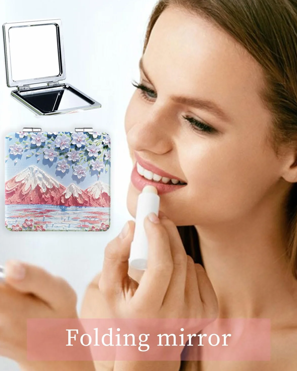 Specchio Compatto Pieghevole Ingranditore 1x/2x Fiore Retrò Portatile per Trucco da Viaggio