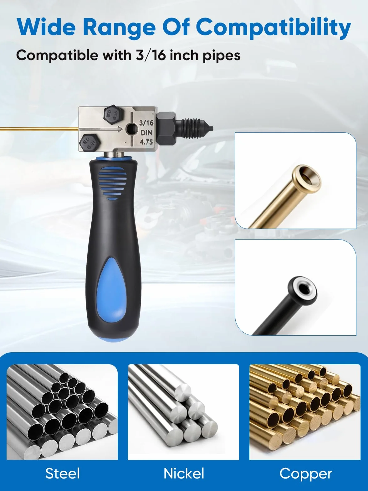 Set attrezzi doppia bordatura cavi freni DIN 4,75 mm universale kit riparazione rame nichel acciaio auto camion